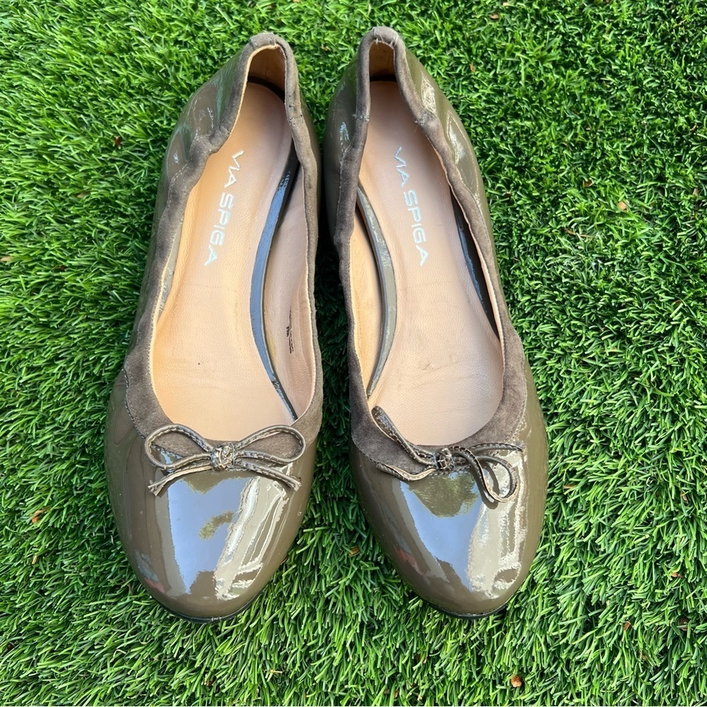 Via Spiga- Grey Tupe Leather Ballet Flats Size 7